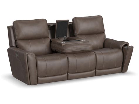 Flexsteel Carter Power Reclining Sofa with Console and Power Headrests ...