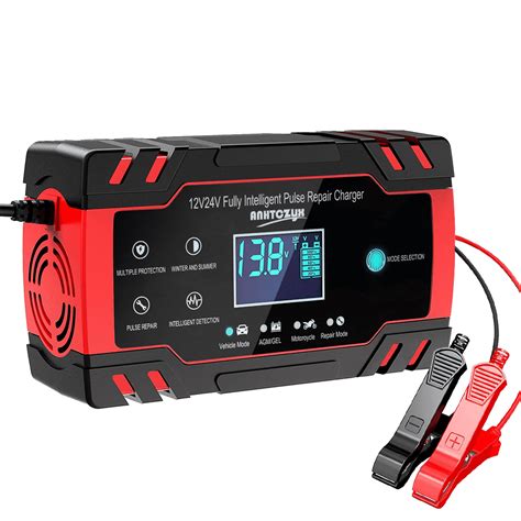 DFITO 12V/8A 24V/4A Automatic Smart Battery Charger/Maintainer with LCD Display Pulse Repair ...