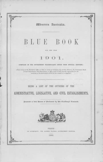 WA. Blue Book, 1901 : Government Statistician (WA) : Free Download, Borrow, and Streaming ...