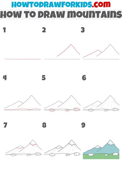 How to Draw Mountains - Easy Drawing Tutorial For Kids | Mountain ...