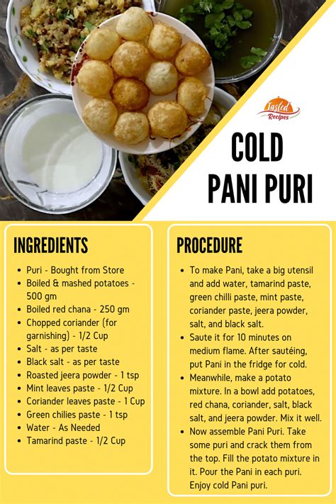 Cold Pani Puri Recipe - How to Make Paani Puri At Home - Tasted Recipes