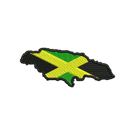 Jamaica Flag Map | Foreign Country Digitized Embroidery Design | e4Hats – e4Hats.com