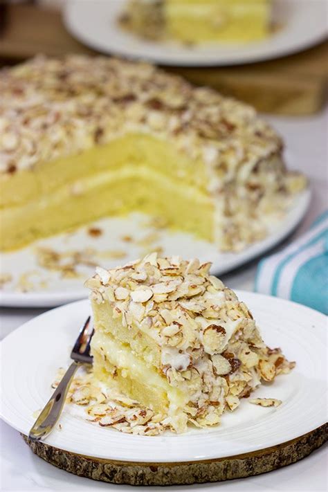 Burnt Almond Torte | Vanilla cake covered in tasty sugared almonds!