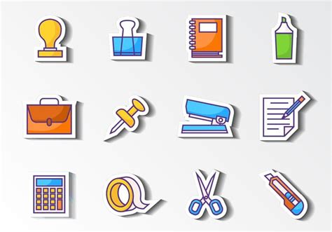 Office Stationery Icons Vector 137216 Vector Art at Vecteezy