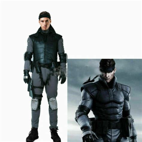 Metal Gear Solid Snake Cosplay Costume with Belts Set Men Halloween ...