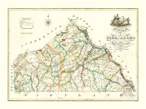 York County Pennsylvania Vintage Map From 1821 Old County | Etsy