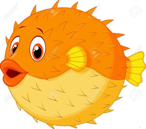 Puffer fish cartoon, Cartoon sea animals, Cartoon fish