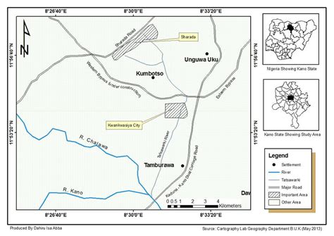 A sketch map showing the location of Kano State and the study area. | Download Scientific Diagram