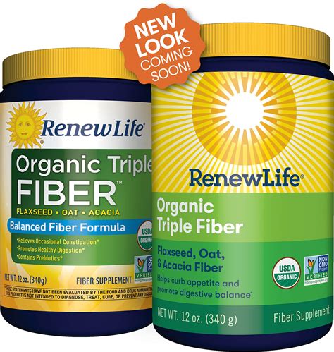 Renew Life Adult Fiber Supplement - Organic Triple Fiber - Dietary Fiber - Dairy & Soy Free - 12 ...