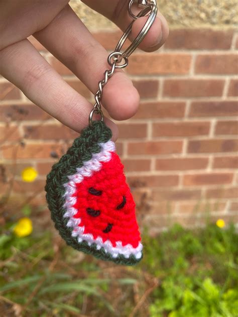 Watermelon Crochet Keychain Fruit Keychain Crochet Keychain - Etsy