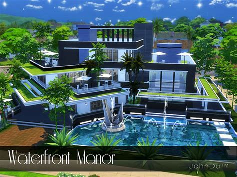 The name of this mansion is Waterfront Manor. Found in TSR Category 'Sims 4 Residential Lots ...