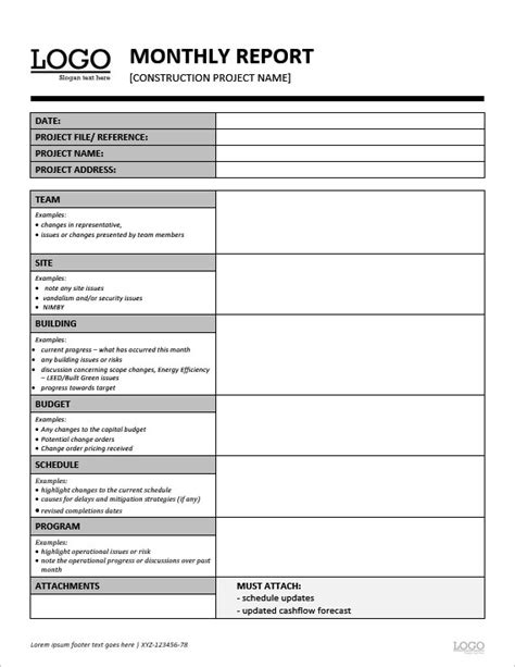 12+ Printable Construction Report Formats in MS Word