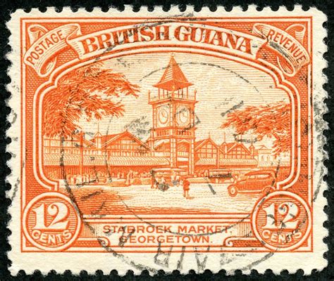 British Guiana 1934 Scott 215 12c orange "Stabroek Market" | British ...