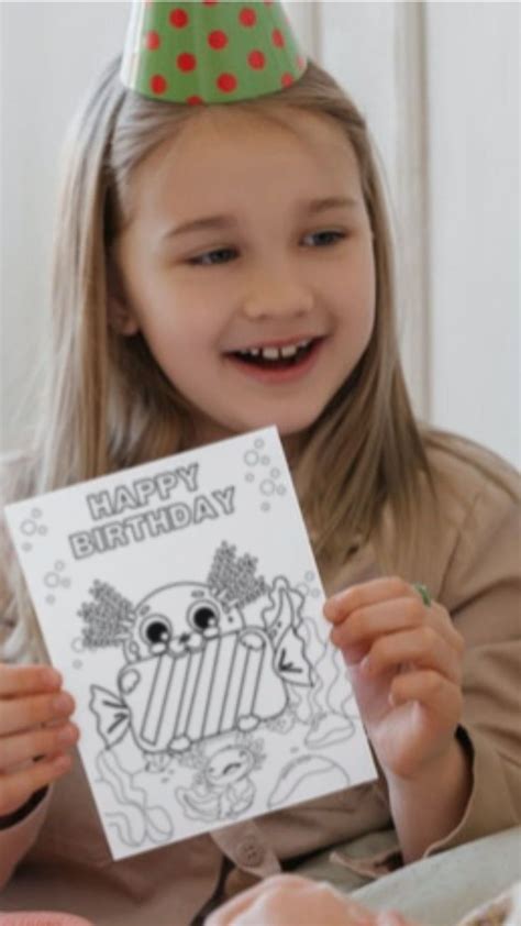 Kid's Colouring Card, Birthday Card, Coloring Card, Greetings Card, Instant Download, Children's ...