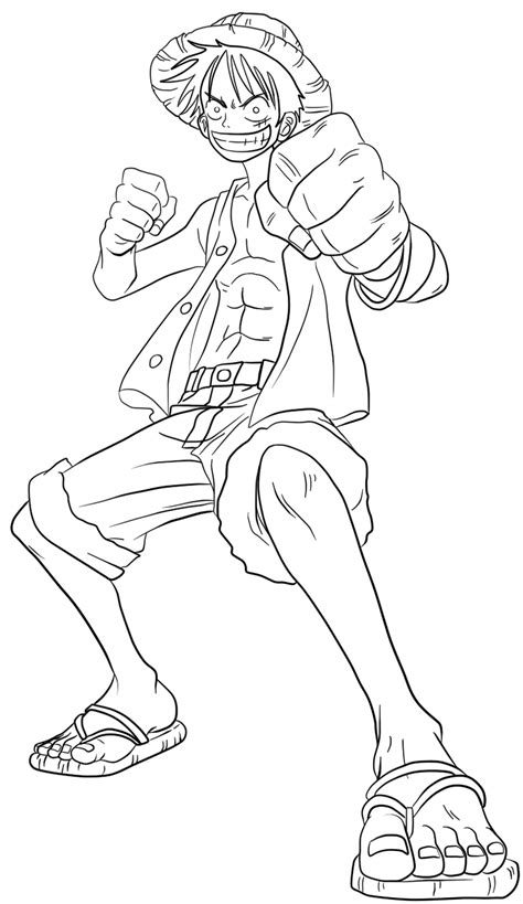 luffy - lineart by ElseWhereLand on DeviantArt