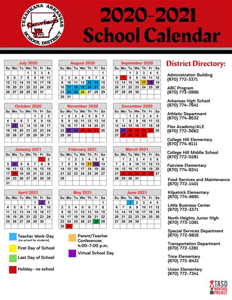 Texarkana Arkansas School District Calendar 2021 and 2022 ...