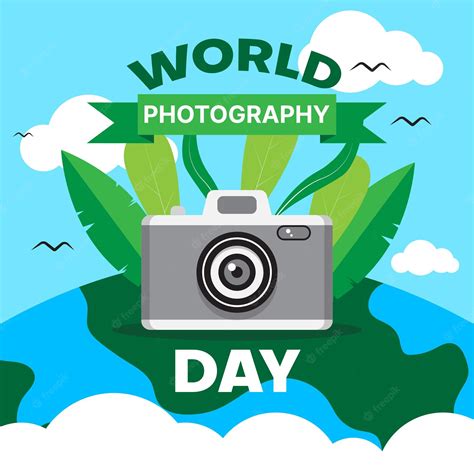 Premium Vector | World photography day background with camera and ...