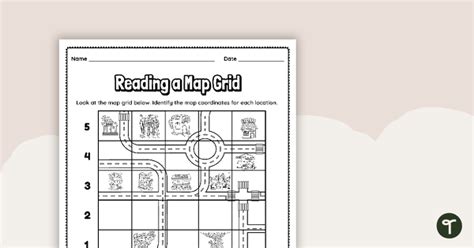 Reading a Map Grid Worksheet | Teach Starter