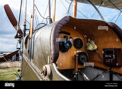 The cockpit of a replica BE2 First World War fighter at Stow Maries ...