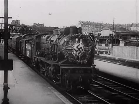 The first German military transport train enters the North Station in Paris, June 1940. Old ...