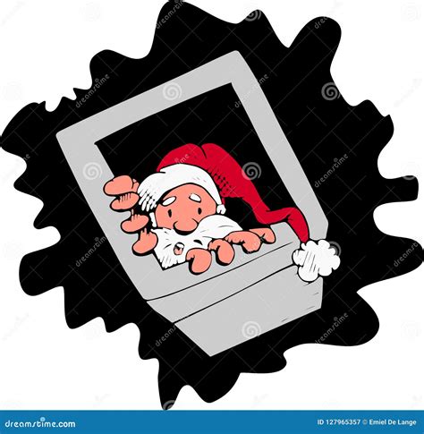 Santa Stuck in Chimney - Funny Xmas Cartoon Stock Illustration - Illustration of humor, claus ...