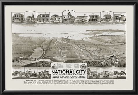 National City CA Restored Map | Vintage City Maps