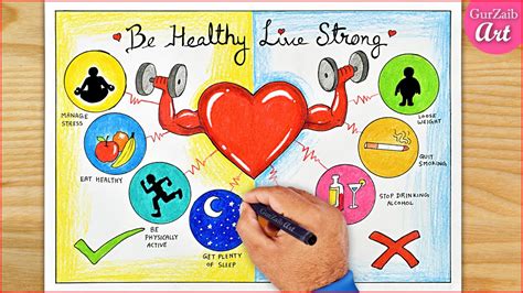 World Heart Day Drawing ️ Healthy Living poster chart || project making ...