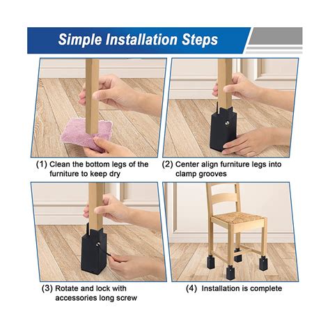 Furniture Risers with Adjustable Screw Clamp,Table Risers Chair Risers ...