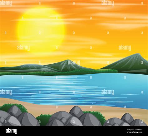 Beautiful beach scene Stock Vector Images - Alamy
