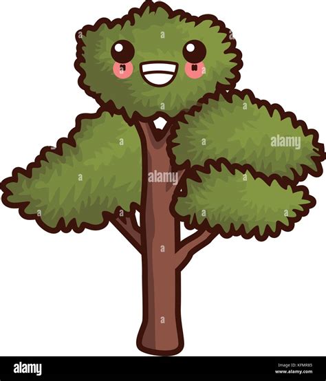 Tree nature symbol cute kawaii cartoon Stock Vector Image & Art - Alamy