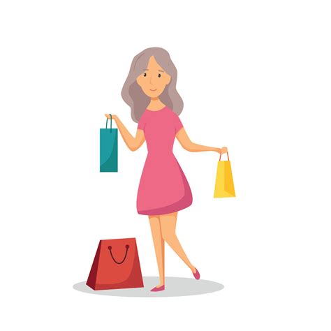 Happy shopping girl. Vector cartoon illustration. 13688562 Vector Art ...