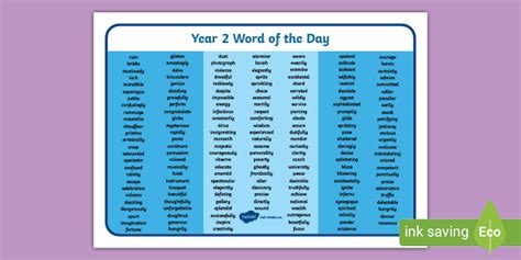 Year 2 Word of the Day Word Mat