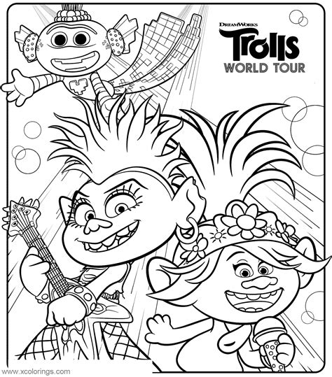 Trolls World Tour Coloring Pages Characters - XColorings.com