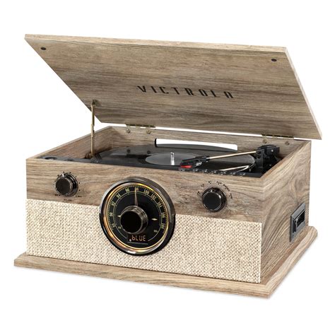 Victrola 6-in-1 Bluetooth Record Player with 3-Speed Turntable, CD, Cassette Player and FM Radio ...