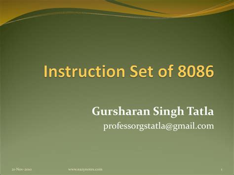 Instruction Set of 8086