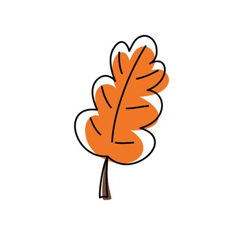 Vector Hand drawn autumn orange leaf. Doodle style fall weather ...