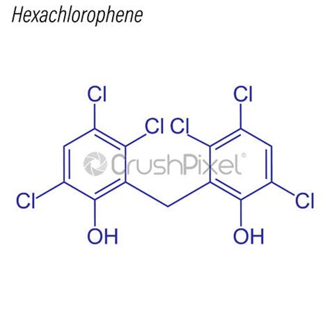 Skeletal formula of Hexachlorophene Antimicrobial chemical molecule ...