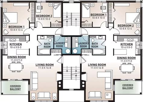 8 unit, 2 bedroom, 1 bathroom Modern Apartment House Plan 7855 - 7855