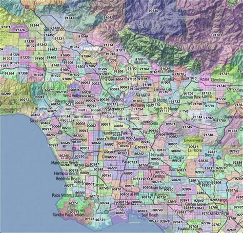 Printable Los Angeles Zip Code Map