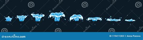 Water Splash Effect Animation Frame Sprite Sheet. Transparent Drops of ...