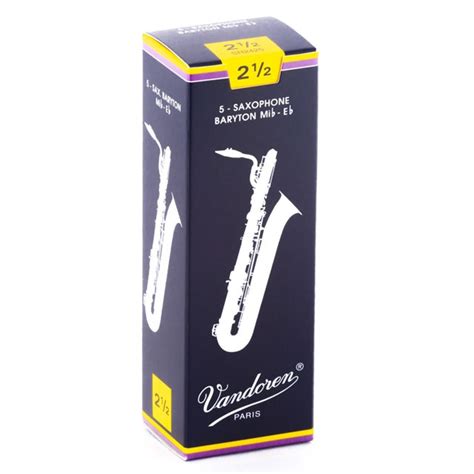 Vandoren Traditional Baritone Saxophone Reed Size 2.5 - Box of 5 ...