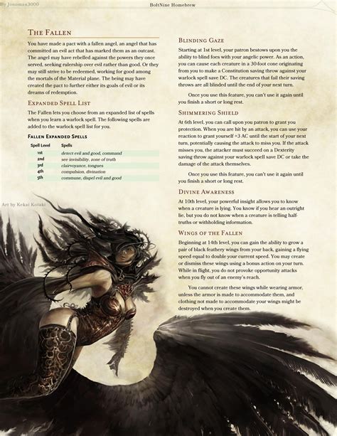 Warlock Patron: The Fallen by Jonoman3000 | Warlock dnd, Dungeons and dragons classes, D&d ...