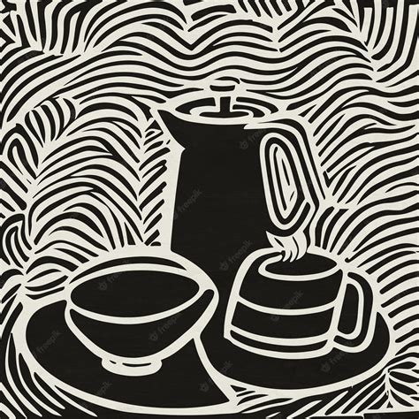 Premium Photo | Retro black and white illustration of coffee