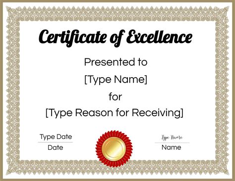 FREE Certificate of Excellence | Editable and Printable