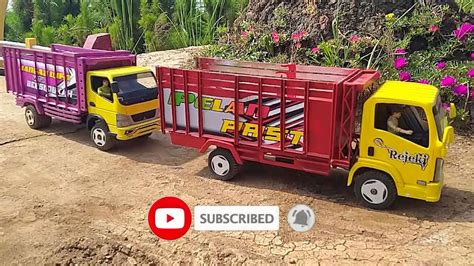 MOBIL TRUK BALAPAN DI JALAN PERKAMPUNGAN, MINIATUR MOBIL MOBILAN REMOT RC ISUZU NMR DAN CANTER ...