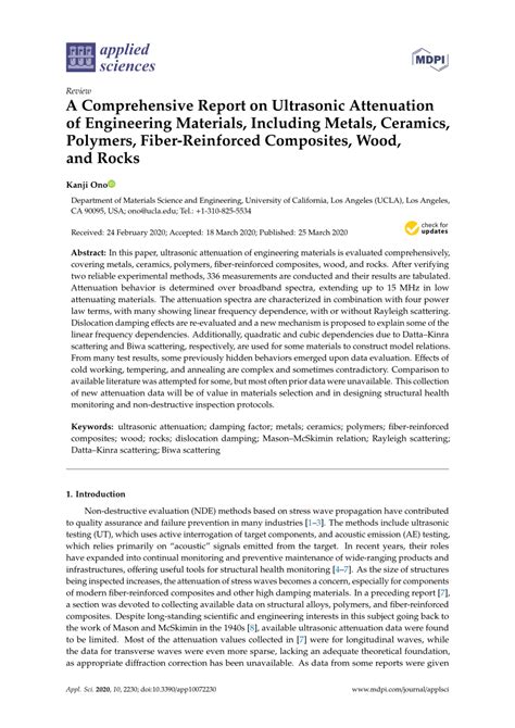 Download PDF | A Comprehensive Report on Ultrasonic Attenuation of Engineering Materials ...