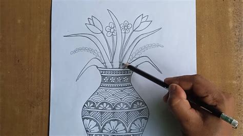 Flower Vase Design Drawing ll Easy Pot Design For Beginners ll - YouTube