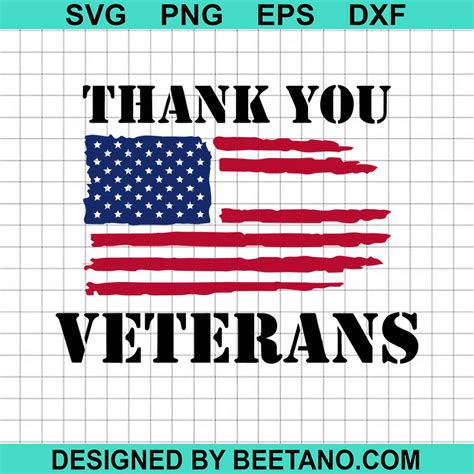 Thank You Veterans SVG, Veterans Day SVG, Veteran Flag SVG