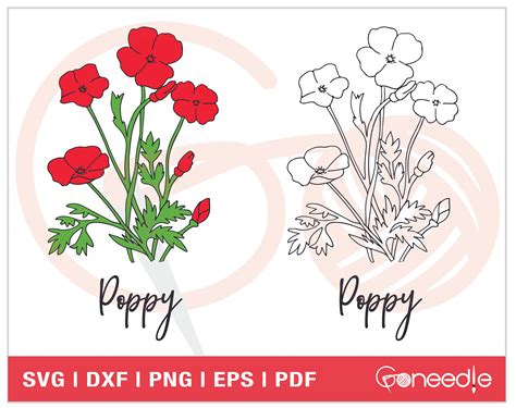 Poppy Flower SVG Cut Files Wedding Bouquet SVG Floral | Etsy