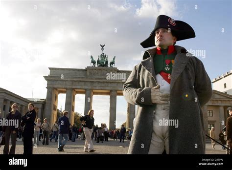 US Mark Schneider poses dressed as Napoleon at the Brandenburg Gate of ...